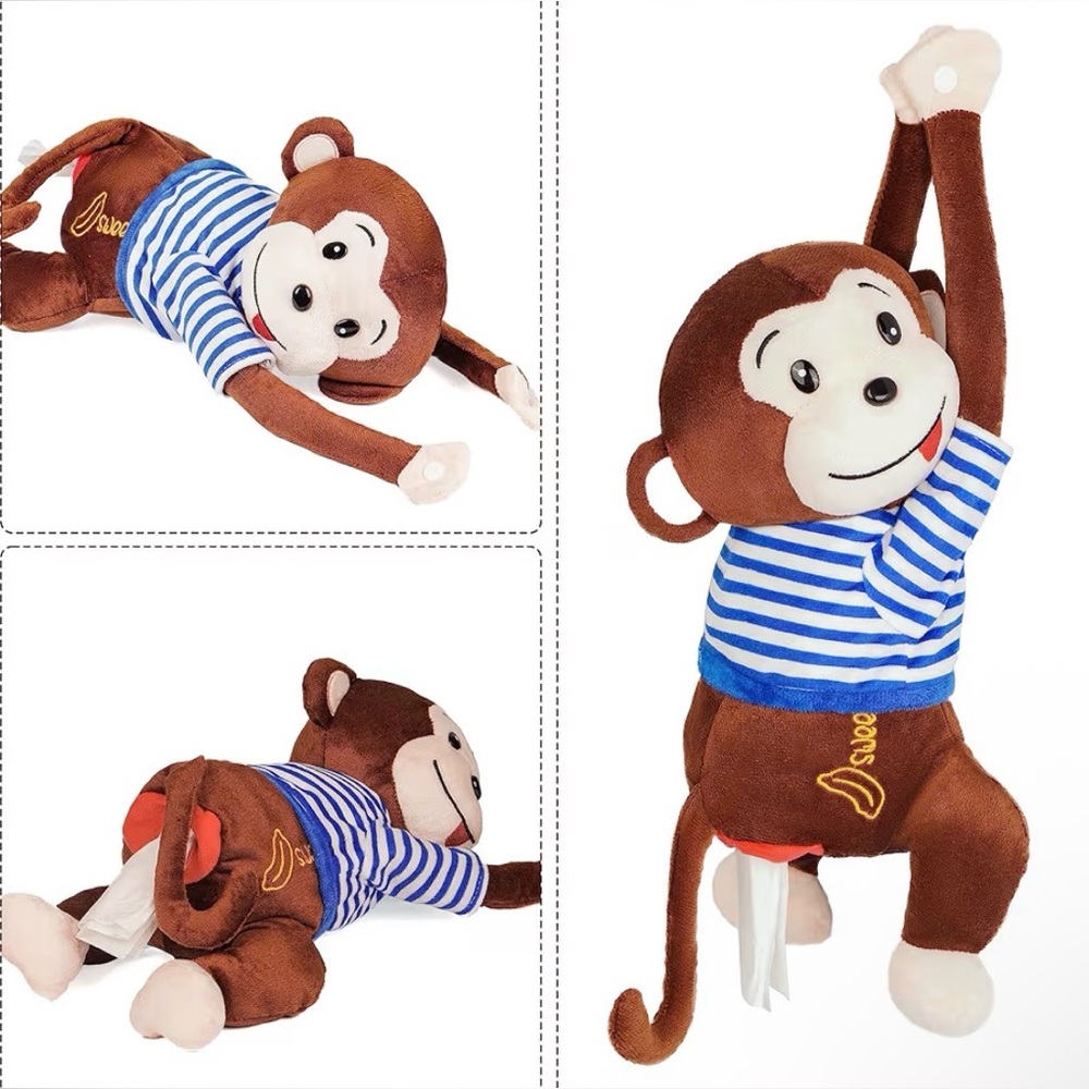 Monkey plush with zipper pouch use for whatever you want,or tissue HOLDER EUC